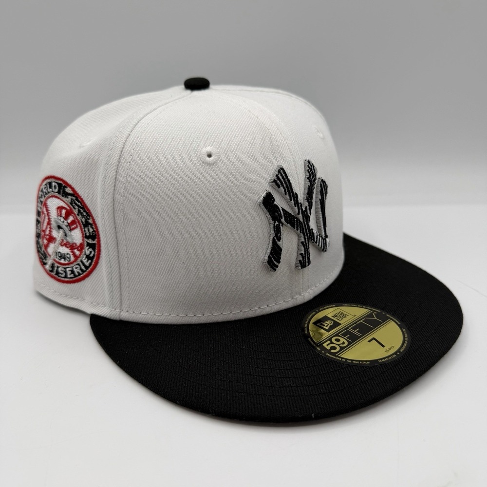 New Era 59FIFTY New York Yankees Hat Cap Sz 7 White 1949 World Series Fitted MLB
